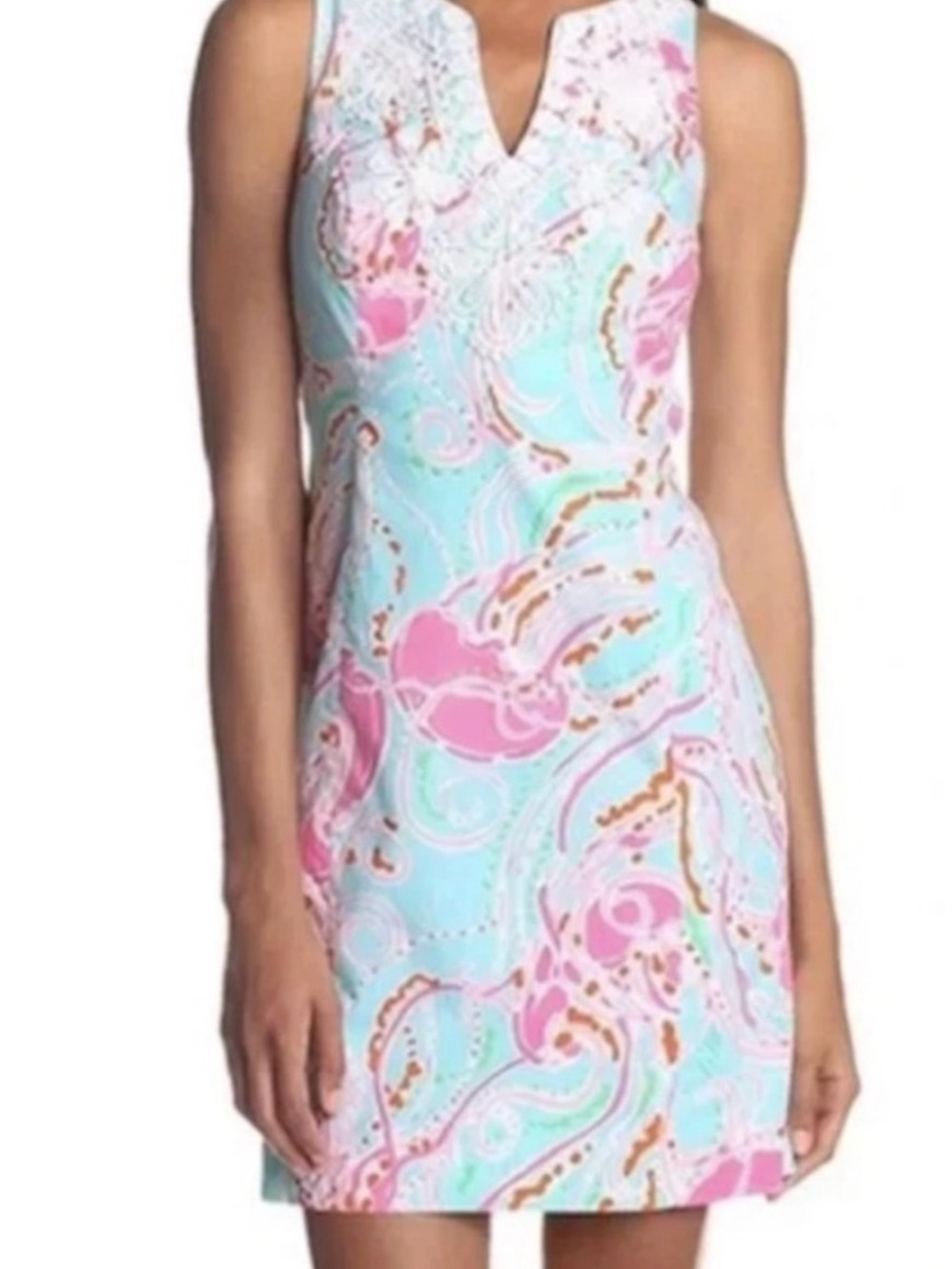 Lilly Pulitzer Pink & Aqua Embroidered Paisley Dress